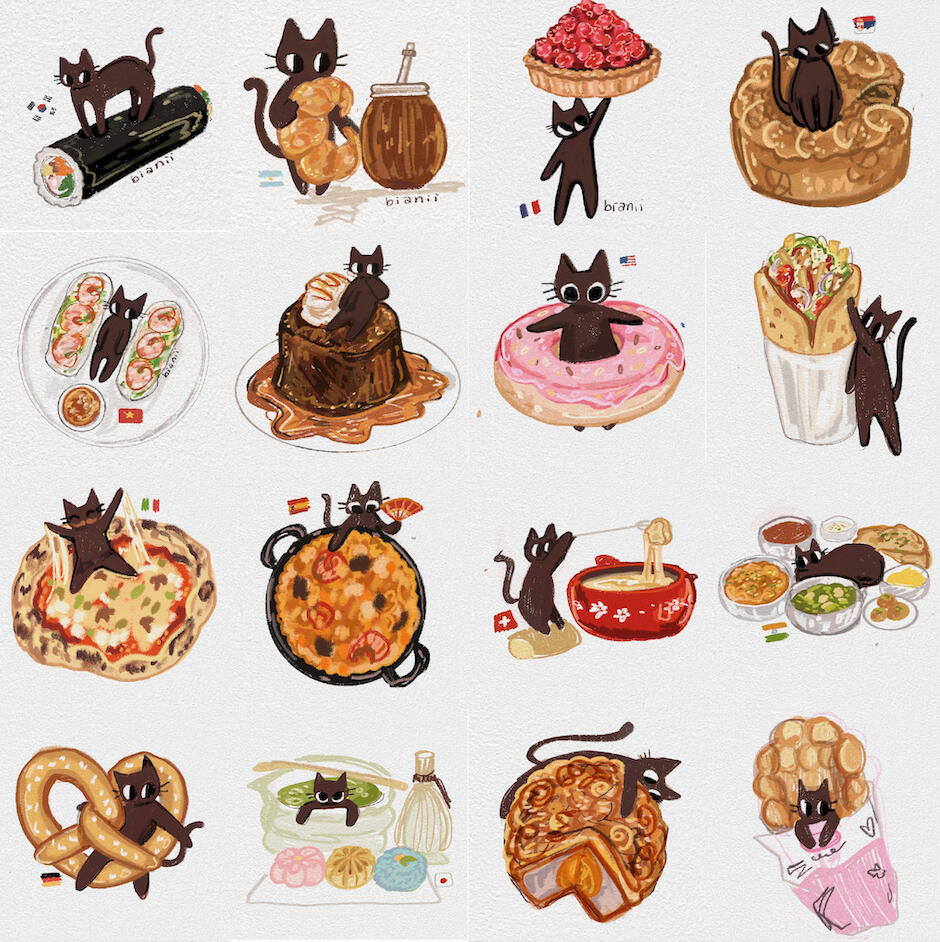 CONCEPT SKETCHES- cat travels the world